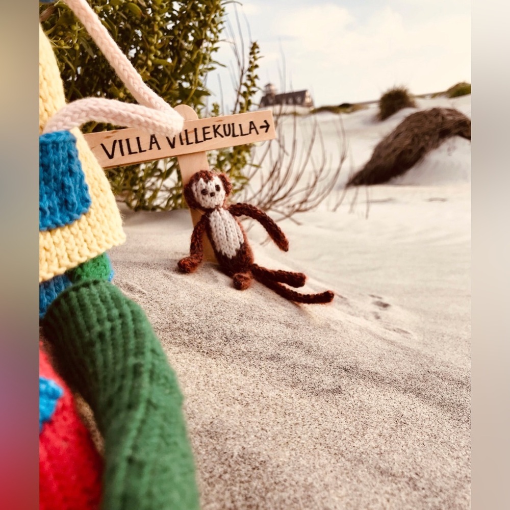 Handmade Knit Pippi Longstocking Doll Mr Nilsson Monkey OOAK Detailed Doll - Picture 6 of 16